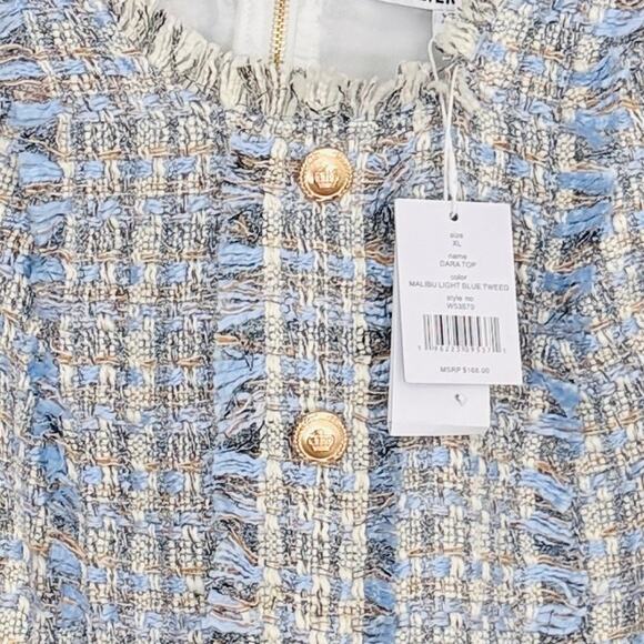 Walter Baker Dara Malibu Light Blue Tweed Top XL - Picture 2 of 3